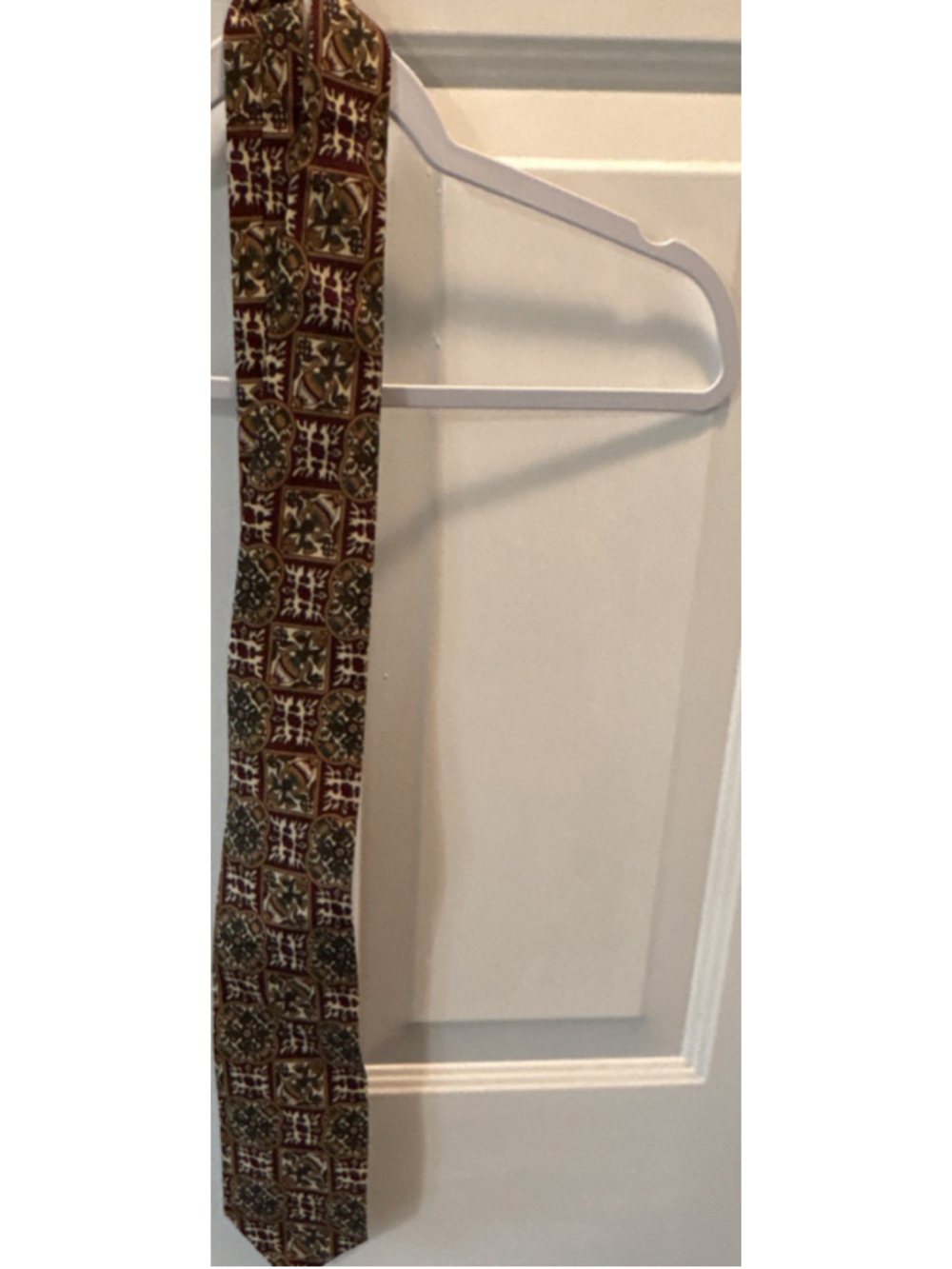 Swing Tie Floral Pattern Burgundy Multicolor Men's Pointed Logo Accent